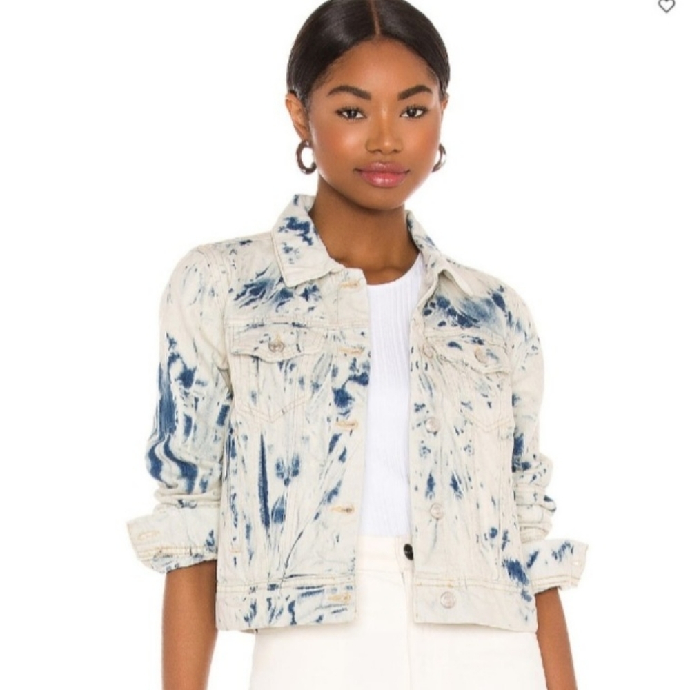 COPY - 𝅺NWT  Free People Rumors Denim Jacket in Jones Tie Dye Blue Size XS